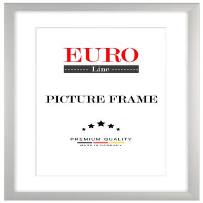 EUROLine35 Custom-Size MDF Picture Frame 80 x 67 cm – Matte Silver, Anti-Glare Acrylic Glass