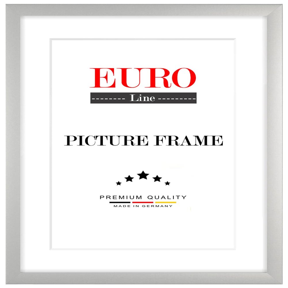 EUROLine35 Custom-Size MDF Picture Frame 80 x 67 cm – Matte Silver, Anti-Glare Acrylic Glass