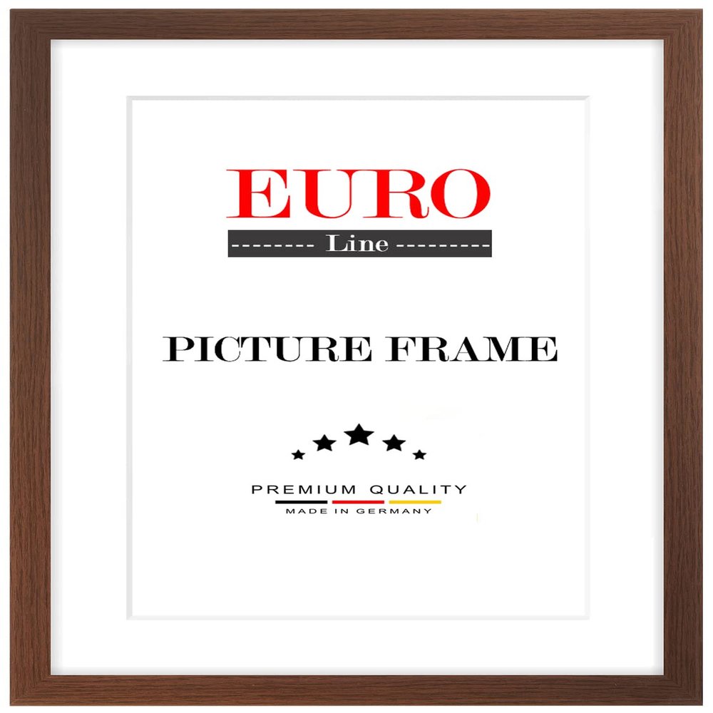 EUROLine Wood Picture Frame 57 x 52 cm, Wenge Brown, with Anti-Glare Acrylic Glass for Photos, Posters & Puzzles