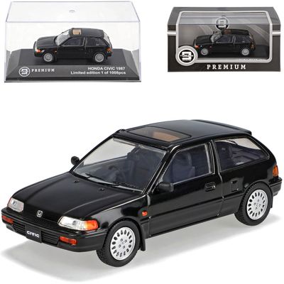 Ixo Honda Civic 3-Door Black 1987–1991 Limited 1 of 1008 Triple 9 1:43 Model Car with Custom License Plate