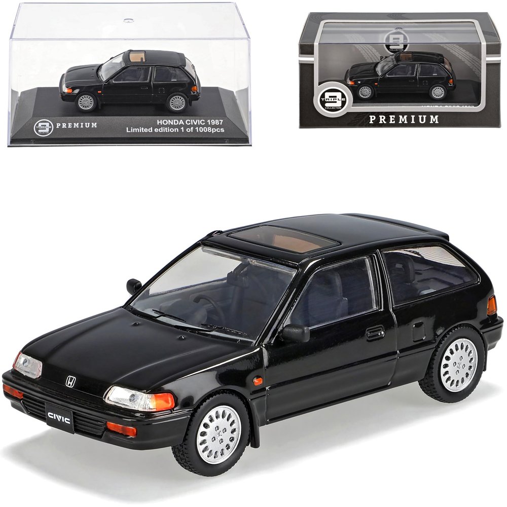 Ixo Honda Civic 3-Door Black 1987–1991 Limited 1 of 1008 Triple 9 1:43 Model Car with Custom License Plate