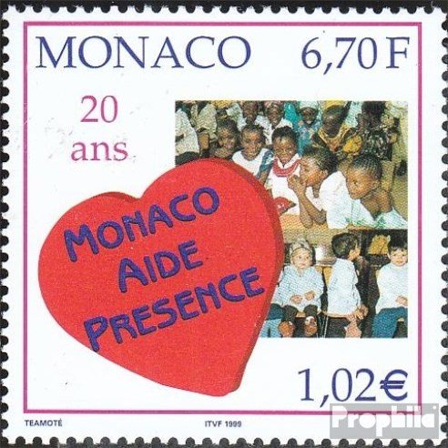 Prophila Collection Monaco 2442 Complete Issue, MNH, 1999 Monaco Aide et Présence Stamp for Collectors