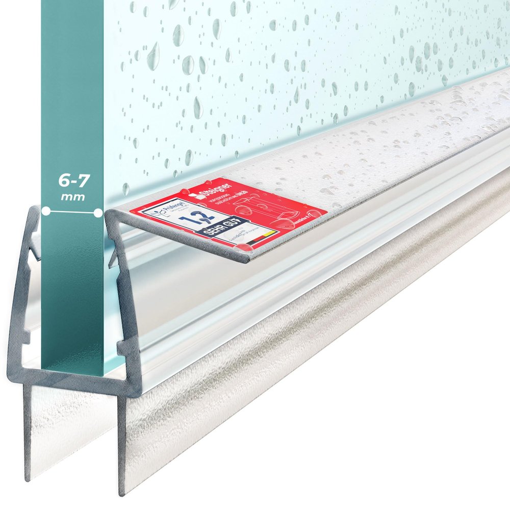 STEIGNER UK20 Straight Shower Seal 160 cm, 1 pc., 6–7 mm Glass, Clear