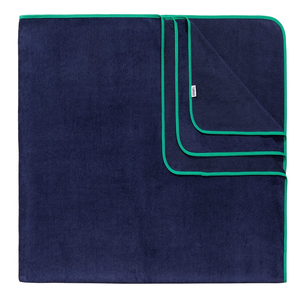 Sowel XXL Beach Towel, 200 x 160 cm, Navy/Green
