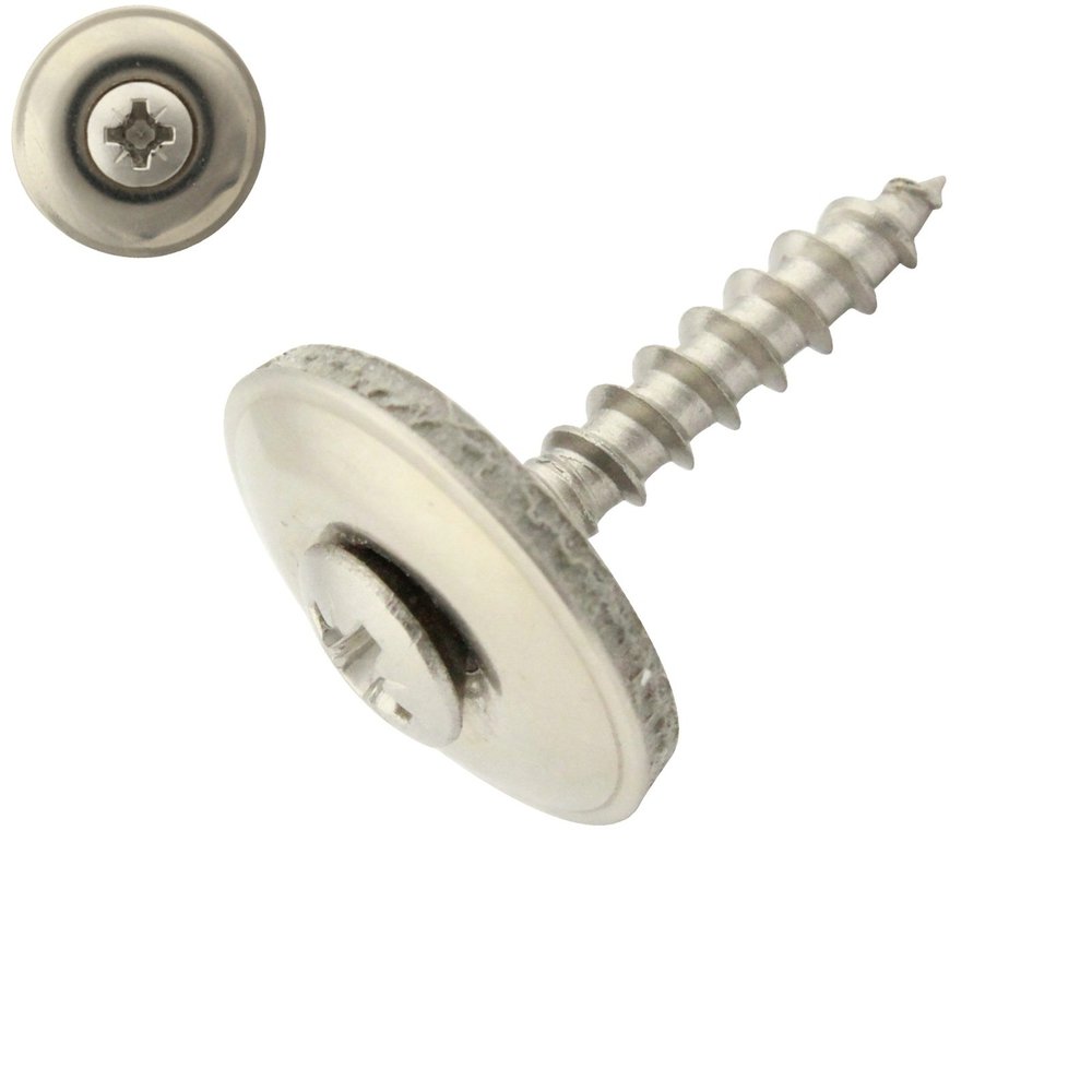 40 Stainless Steel A2/V2A Roofing Screws, 4.5 x 25 mm, PZ Cross-Recess, 20 mm EPDM Washer