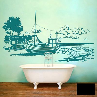 Wall Decal Coastal Landscape Rügen Chalk Cliffs Arkona Vilm M1981, Black, XL – 120 cm W x 67 cm H