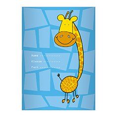 Kartenkaufrausch 2 Funny DIN A4 Elementary School Notebooks with Cheerful Giraffes, Light Blue Contrast Ruling 1