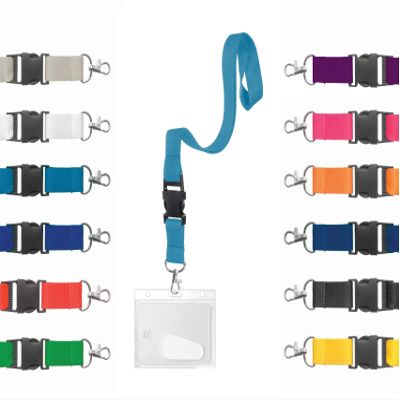 Karteo Hard Plastic ID Card Holder with Light Blue Lanyard, 1 Piece