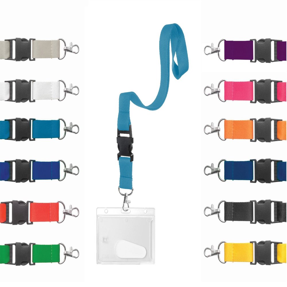 Karteo Hard Plastic ID Card Holder with Light Blue Lanyard, 1 Piece