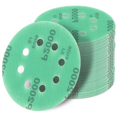 50 Pack 125 mm P1200 8-Hole Green Film Hook-and-Loop Sanding Discs