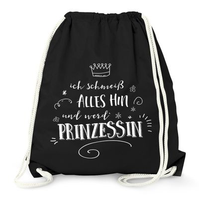MoonWorks Funny Gym Bag "I'll Quit Everything and Become a Princess" – Black, One Size