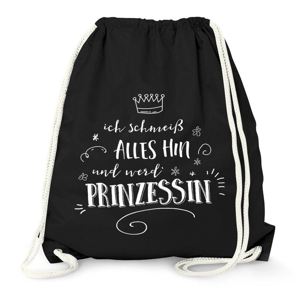 MoonWorks Funny Gym Bag "I'll Quit Everything and Become a Princess" – Black, One Size