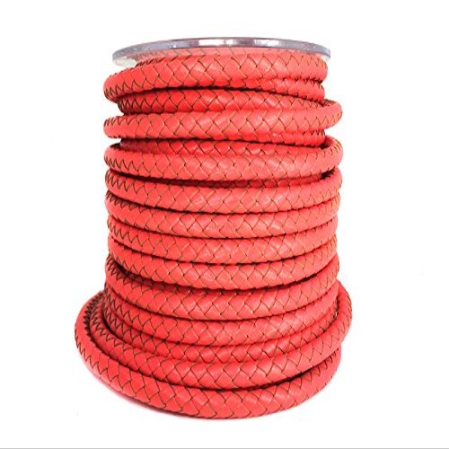 Sescha Braided Leather Cord - Orange 6mm - 1 Meter