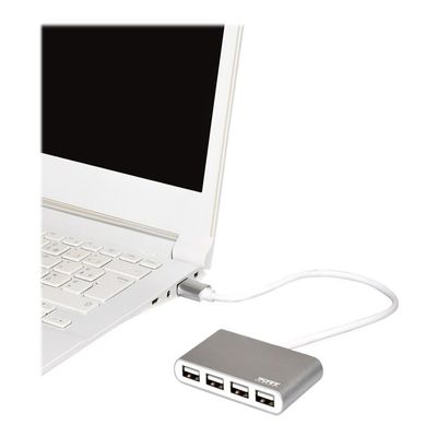 Port Designs USB Hub, 4 Ports, USB 2.0, Silver