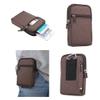 DFV mobile Universal Vertical-Stripe Pouch Case with Zipper and Carabiner for Caterpillar Cat B30, Brown, 17 x 10.5 cm view 1