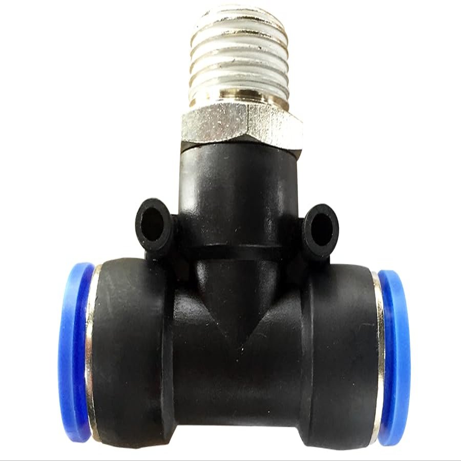 Pneumatic Compressed-Air T-Piece Push-In Fitting (PB), 6 mm, BSPT R1/2" Thread