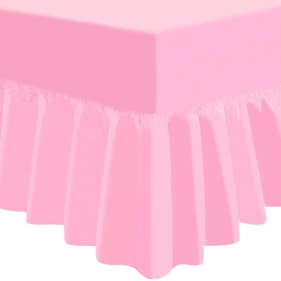 NIYS Luxury Extra-Deep Fitted Sheet with Ruffles, 14 Colors, Rose, Single Bed