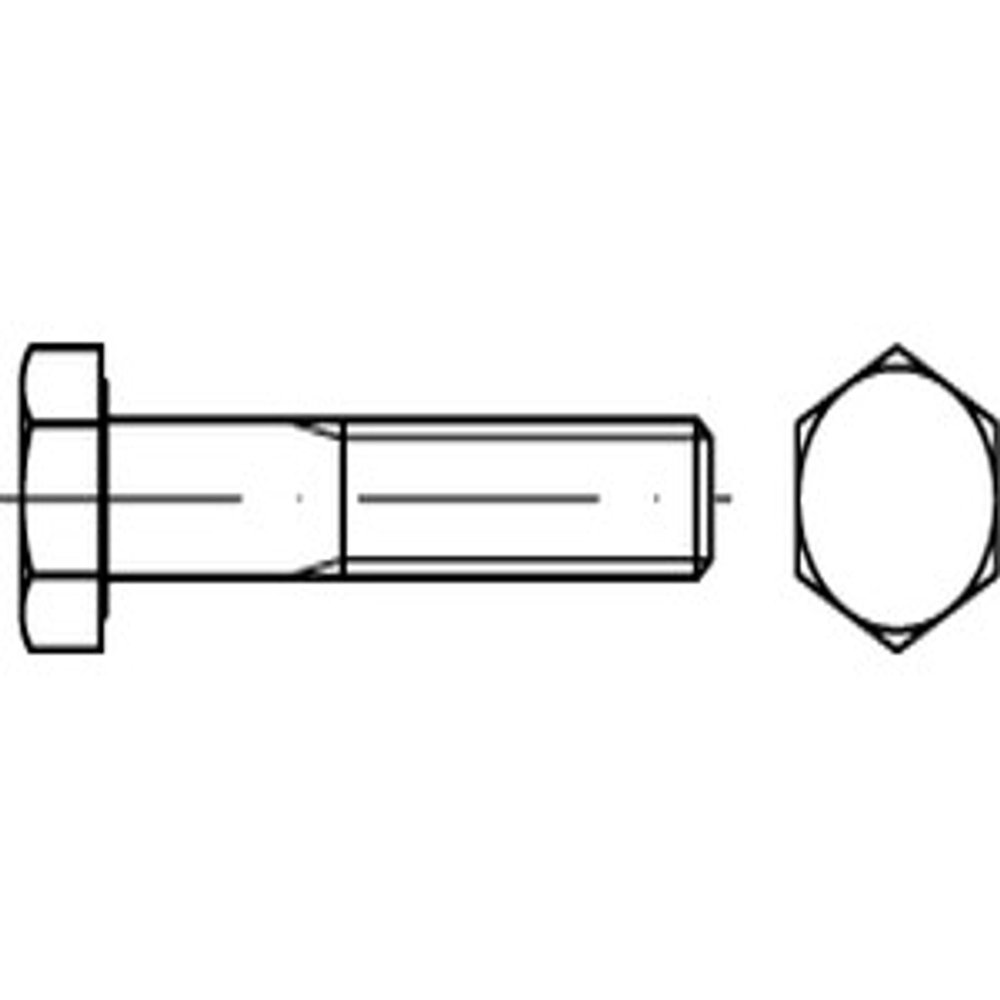 DIN 931 Class 8.8 Zinc-Plated Hex Head Screw with Shank, M16 x 380 (1 pc)