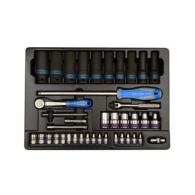 KING TONY 9-7540MR Socket Set, 1/4-Inch and 1/2-Inch Drive, 40-Piece