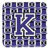 Caroline's Treasures CJ1068-KFC Letter K Football Purple and White Foam Coasters, Set of 4, 3.5 in, Multicolor view 1