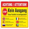 No Exit/Emergency Exit Door Alarmed Sign, Multilingual, 450 x 300 mm view 1