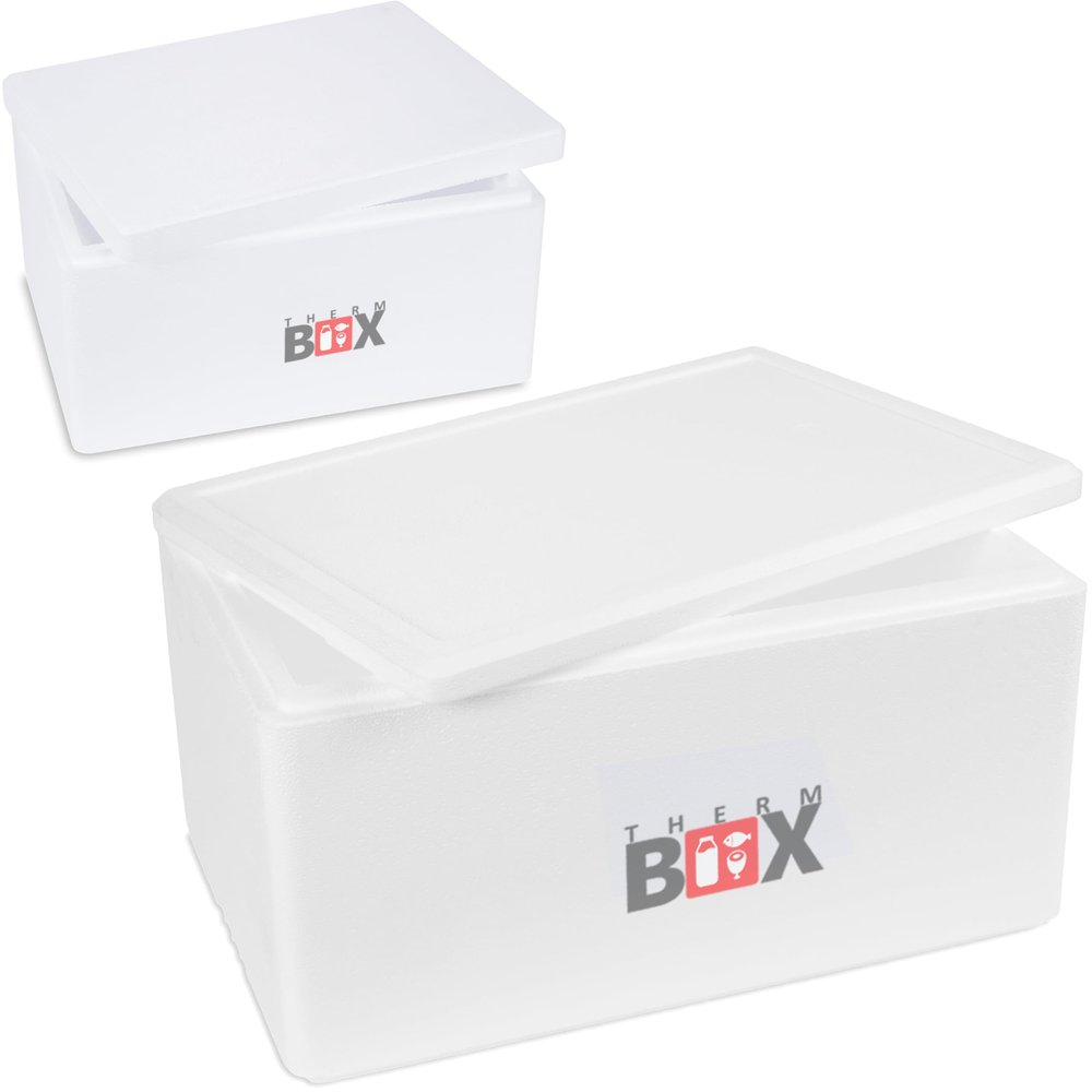 THERM BOX Styrofoam Cooler Box Set, 46 L & 12 L, 3 cm Walls