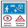 Play Street, Drive at Walking Speed, Children Warning Sign A4, Self-Adhesive Back view 1