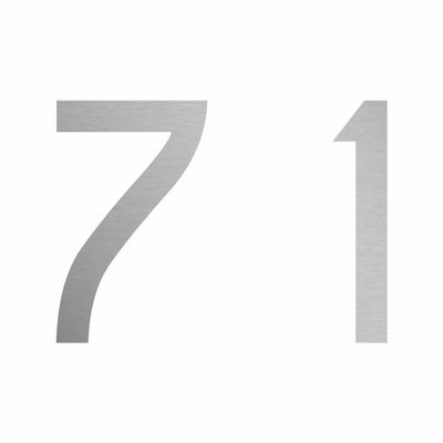 Number 71 Silver Sticker, 10 cm, Weather-Resistant