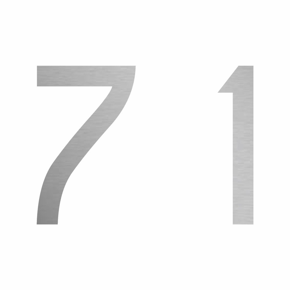 Number 71 Silver Sticker, 10 cm, Weather-Resistant