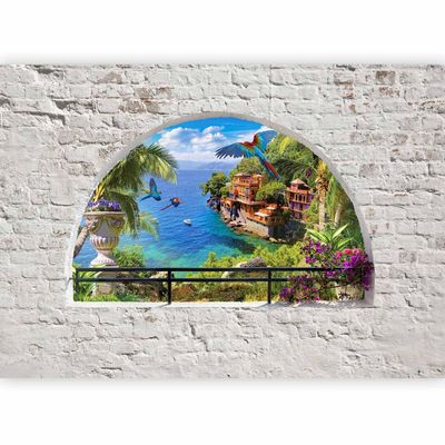 murando - Non-Woven Photo Wallpaper Sea, Lake and Palm Trees, 200 x 140 cm, Bedroom