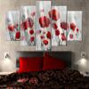 B&D XXL - Canvas Print Poppy Flowers Texture Gray, 200 x 100 cm, 5-Piece view 2