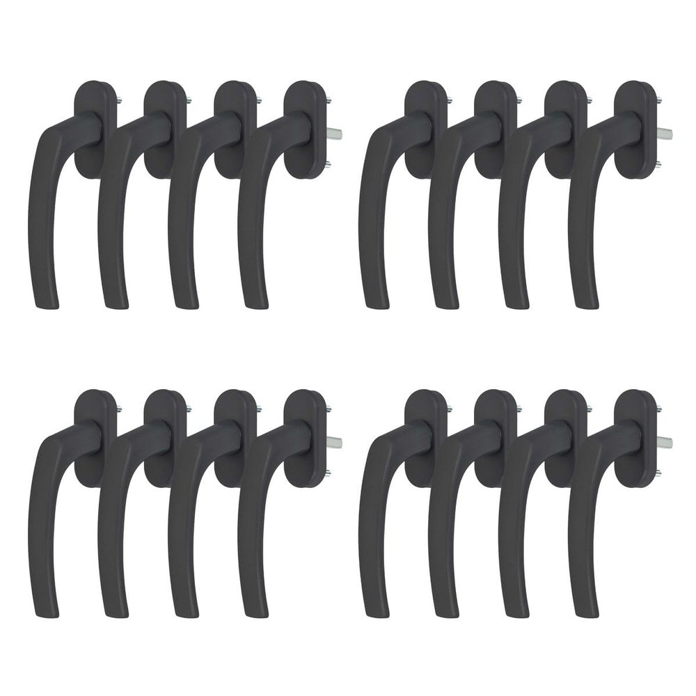 16 x Aluminum Window Handles, Gray RAL 7016, 45 mm Spindle