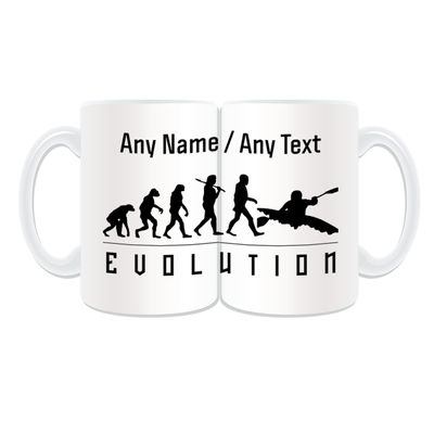 UNIGIFT Personalized Large Kayak Mug, White, Evolution Wrapped Design