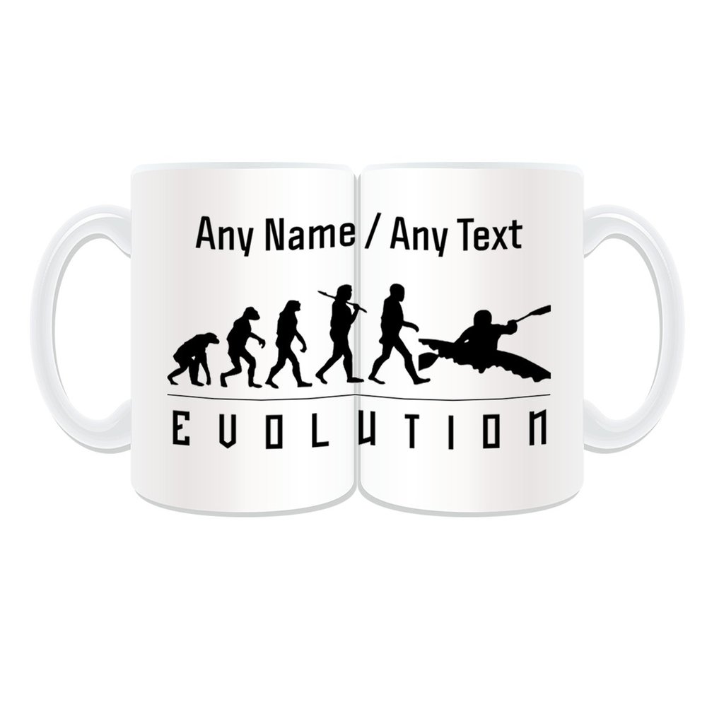 UNIGIFT Personalized Large Kayak Mug, White, Evolution Wrapped Design