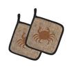 Carolines Treasures Crab-Shaped Potholders, Faux Burlap, Brown, 1 Pair, BB1024-BL-BN-PTHD, 7.5H x 7.5W, Multicolor view 1