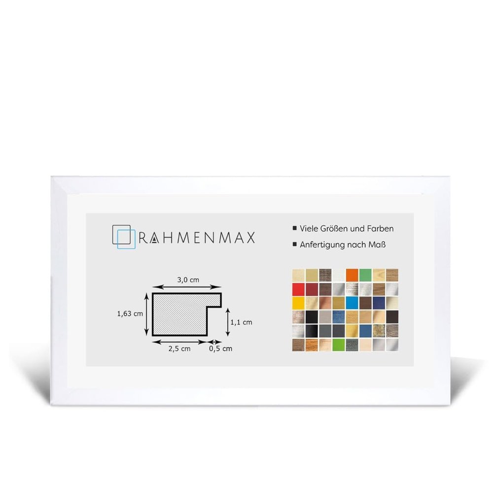 Morena MDF Frame for 31 x 84 cm Picture, White Wood-Grain Finish with Acrylic Glass