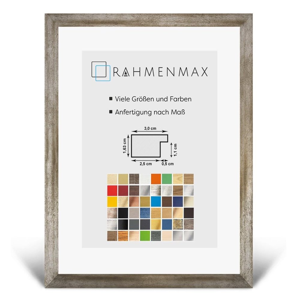 Morena MDF Frame for 48 x 73 cm Picture, Vintage Metal with Acrylic Glass