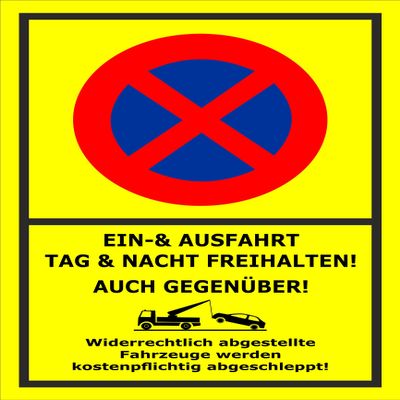 No Parking Tow-Away Sign – Keep Entrance and Exit Clear, Including Opposite Side – 6 x 4 in. Sticker