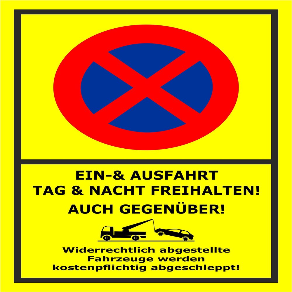 No Parking Tow-Away Sign – Keep Entrance and Exit Clear, Including Opposite Side – 6 x 4 in. Sticker