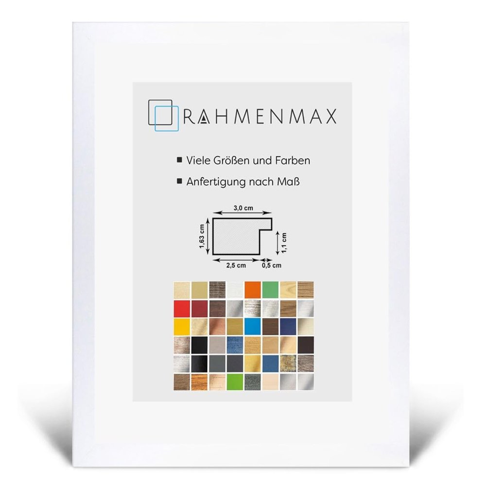 Morena MDF Picture Frame for 21 x 25 cm Image, Matte White, with Acrylic Glass