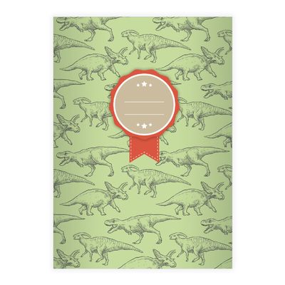 Kartenkaufrausch 4 Cool Dinosaur DIN A4 School Notebooks, Green Lineature 20 (Blank)