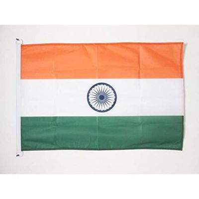 AZ FLAG India Boat Flag 90 x 60 cm, Mesh Polyester, Plastic Rings