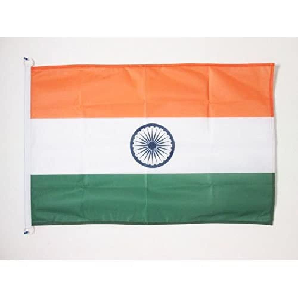 AZ FLAG India Boat Flag 90 x 60 cm, Mesh Polyester, Plastic Rings