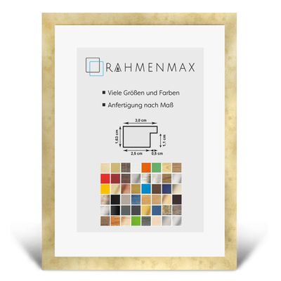 Morena MDF Frame for 50 x 86 cm Picture, Antique Gold, with Acrylic Glass