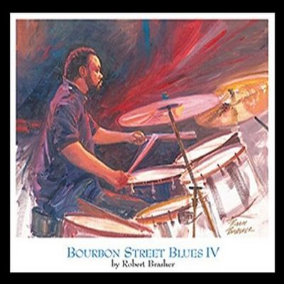 Buyartforless Framed Art Print, Bourbon Street IV by Robert Brasher, 61 x 45.7 cm, Vintage Jazz Blues Music New Orleans Drummer, Red