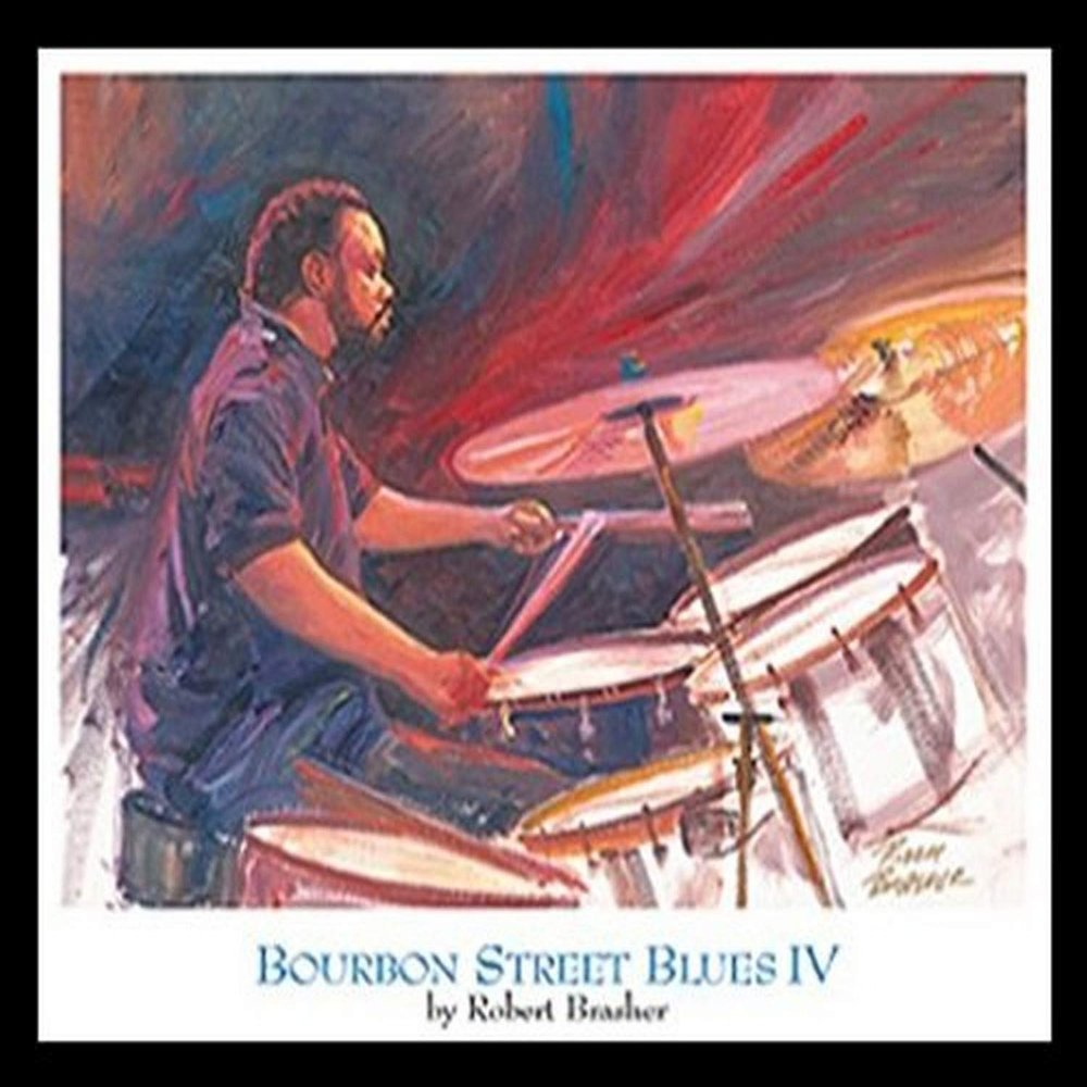 Buyartforless Framed Art Print, Bourbon Street IV by Robert Brasher, 61 x 45.7 cm, Vintage Jazz Blues Music New Orleans Drummer, Red