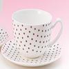 Stars Jumbo Cup with Saucer, 500 ml, Fine Porcelain, White-Burgundy view 1