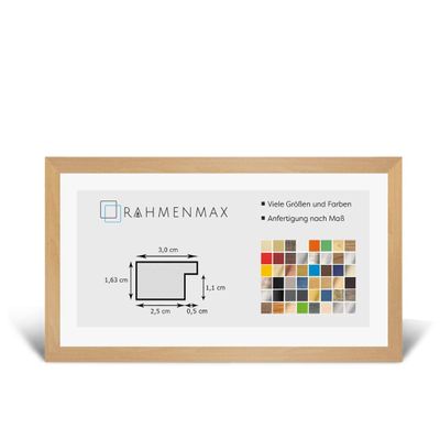 Morena MDF Picture Frame 20x42 cm, Beech Decor, Acrylic Glass