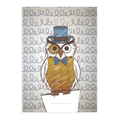 Kartenkaufrausch 4 Cool DIN A5 Elementary School Notebooks with Clever Owl, Blue Contrast Ruling 1