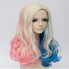 FALAMKA Blue and Pink Long Curly Cosplay Wig view 2